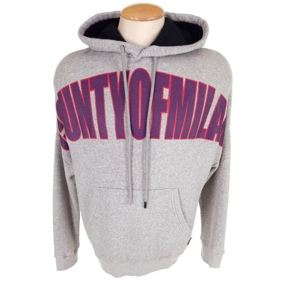 Marcelo Burlon County of Milan Logo Over Hoodie Size XS Mens Gray - Picture 2 of 16